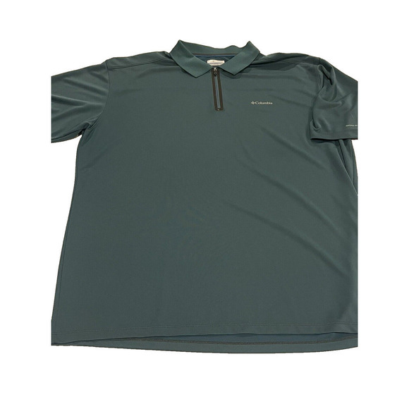 Columbia Omni Freeze Shirt Mens Large Teal 1/4 Zip Short Sleeve Polo Active - Picture 2 of 10